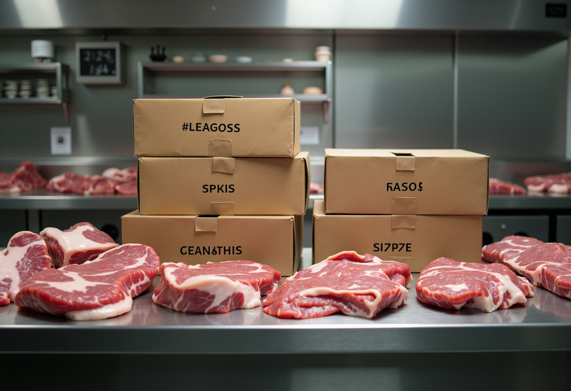 Labeled boxes ready for pickup